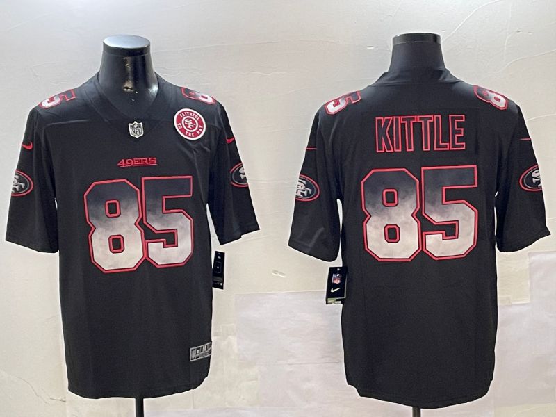 Men San Francisco 49ers #85 Kittle Black Nike Smoke Fashion 2024 Limited NFL Jersey style 4